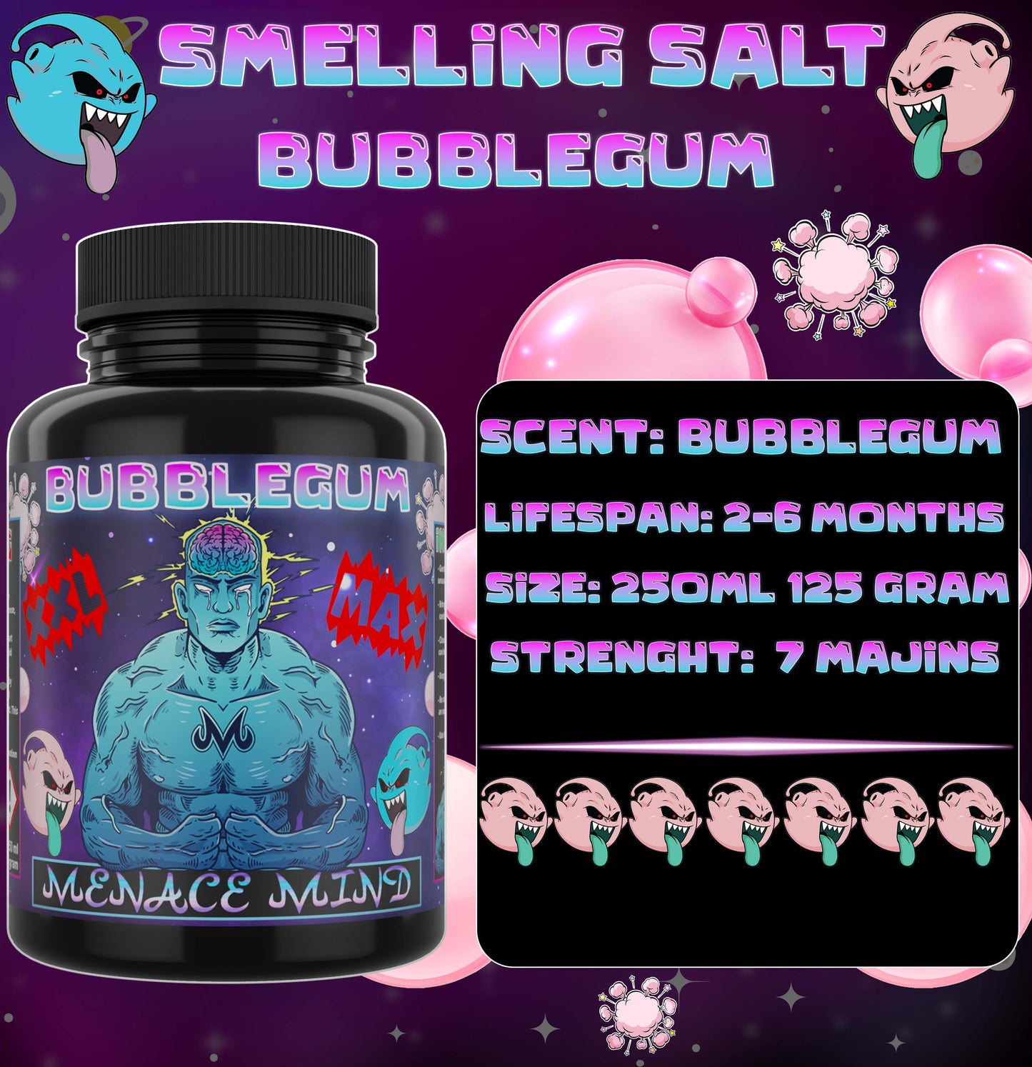 Bubblegum MAX XXL - Smelling Salt - 250ml - Amonnia Inhalant - Menace Mind®