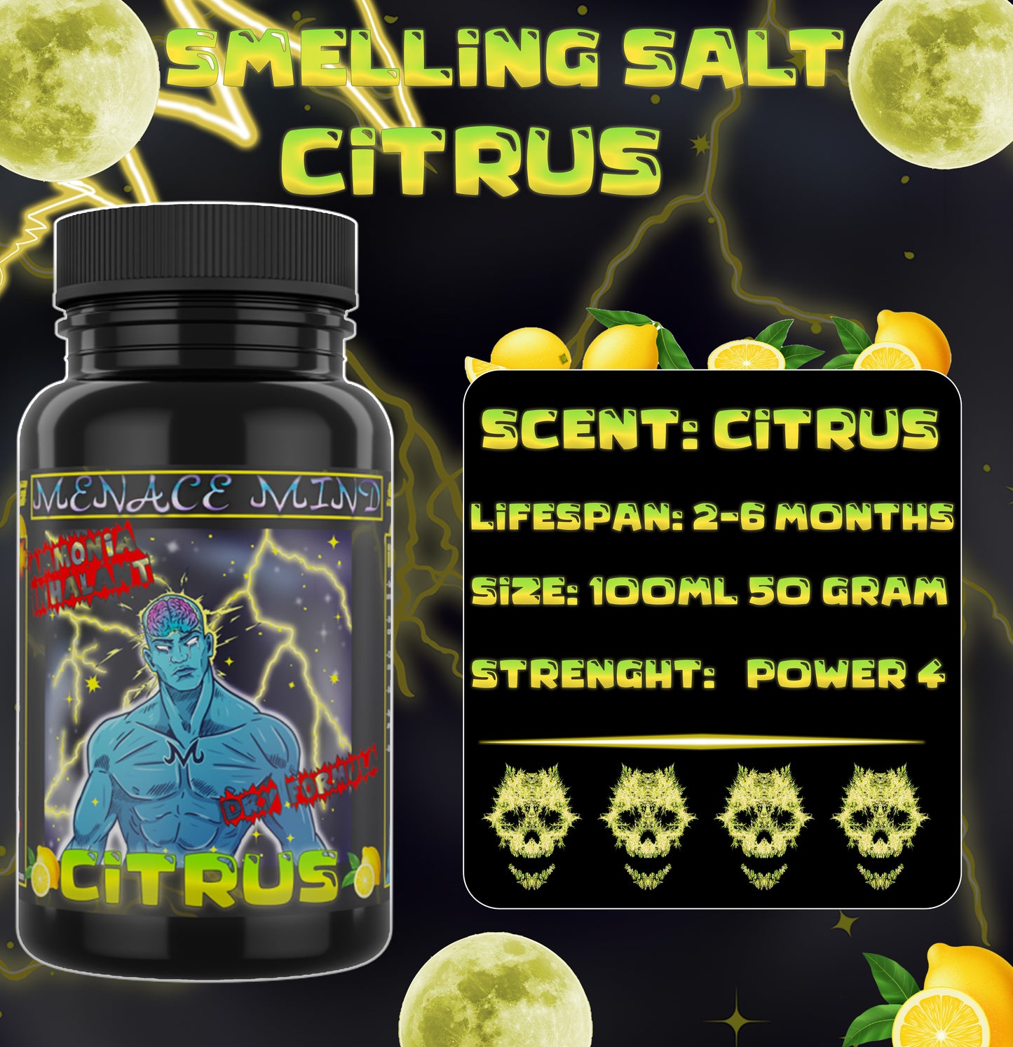 Citrus - Smelling Salt - 100ml - Ammonia Inhalant - Menace Mind®