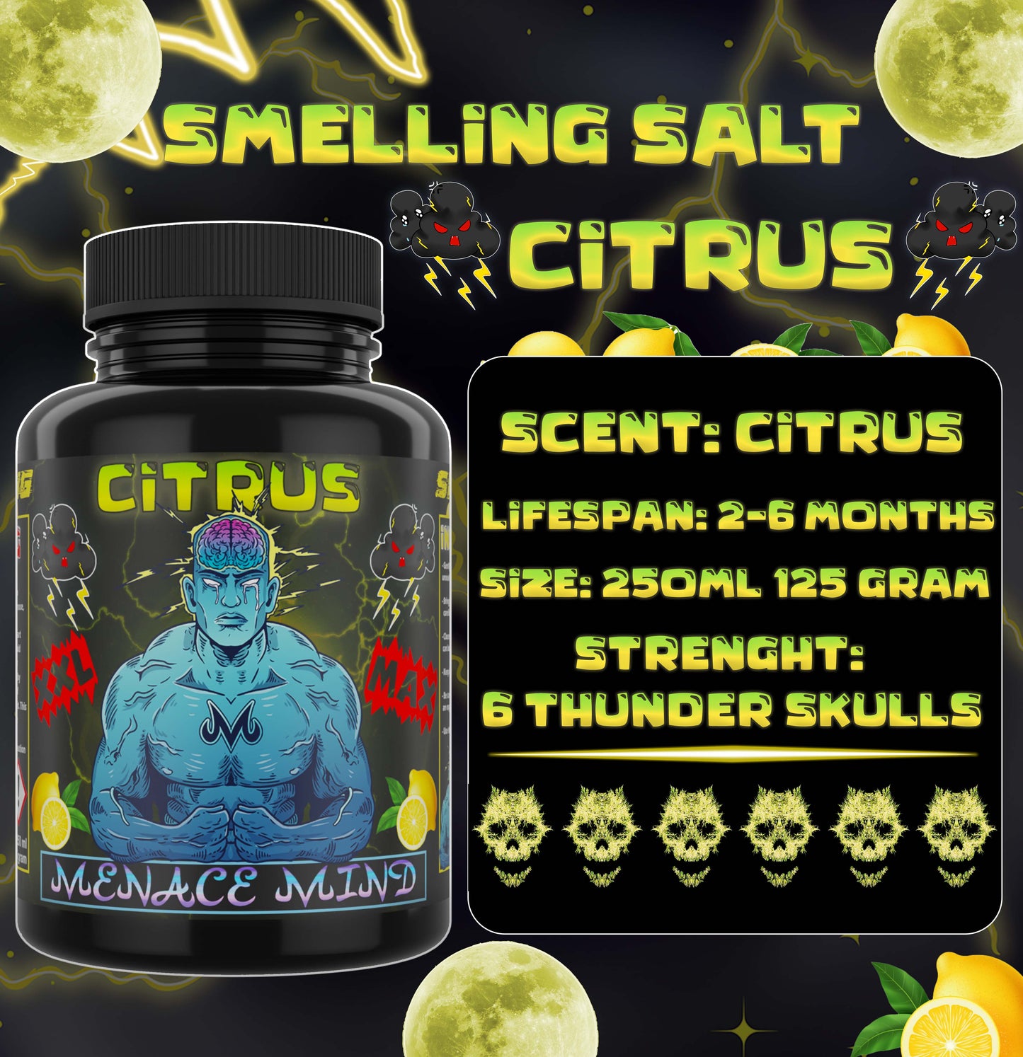 Citrus MAX XXL - Smelling Salt - 250ml - Ammonia Inhalant - Menace Mind®