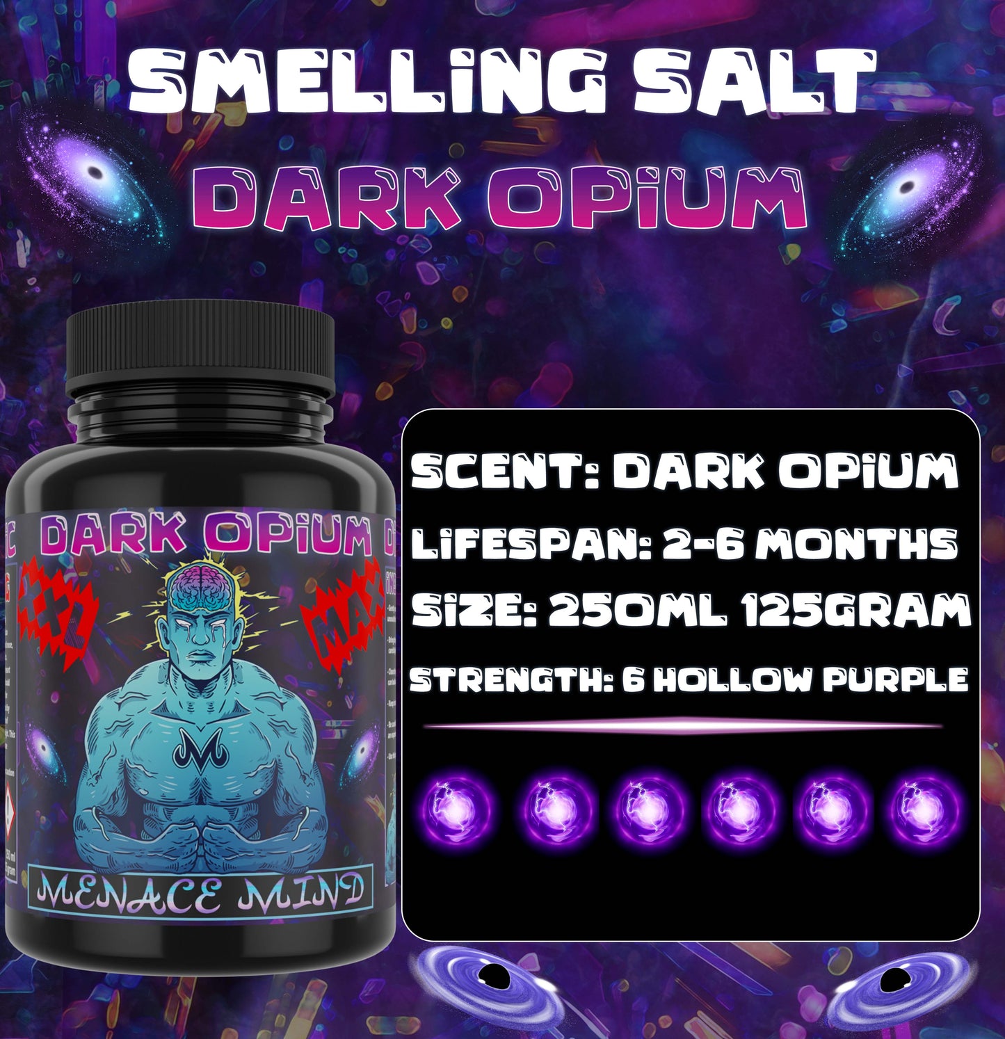 Dark Opium MAX XXL - Smelling Salt - 250ml - Ammonia Inhalant - Menace Mind®