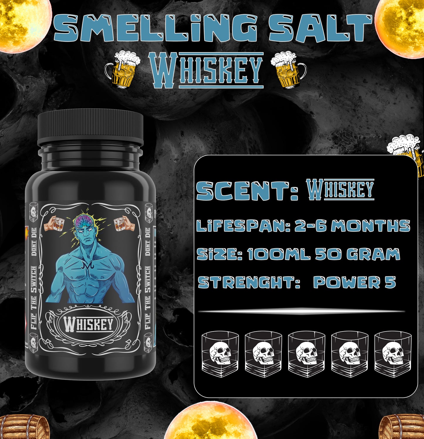 Whiskey - Smelling Salt - 100ml - Ammonia Inhalant - Menace Mind®